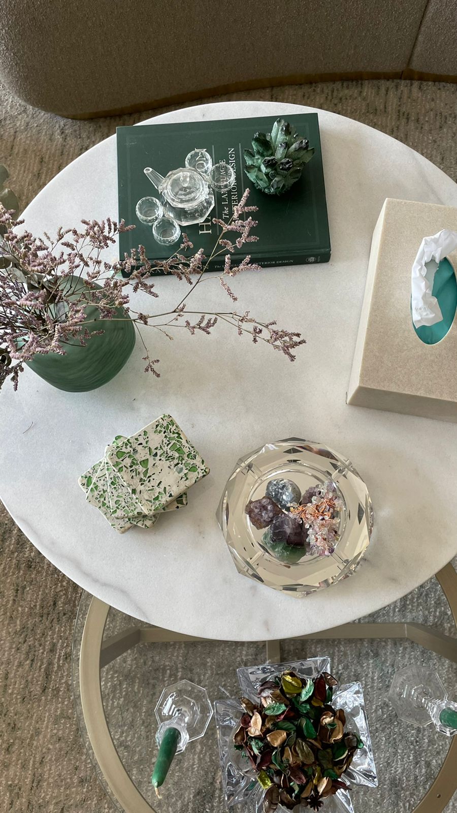 Coasters White/Green Terrazzo