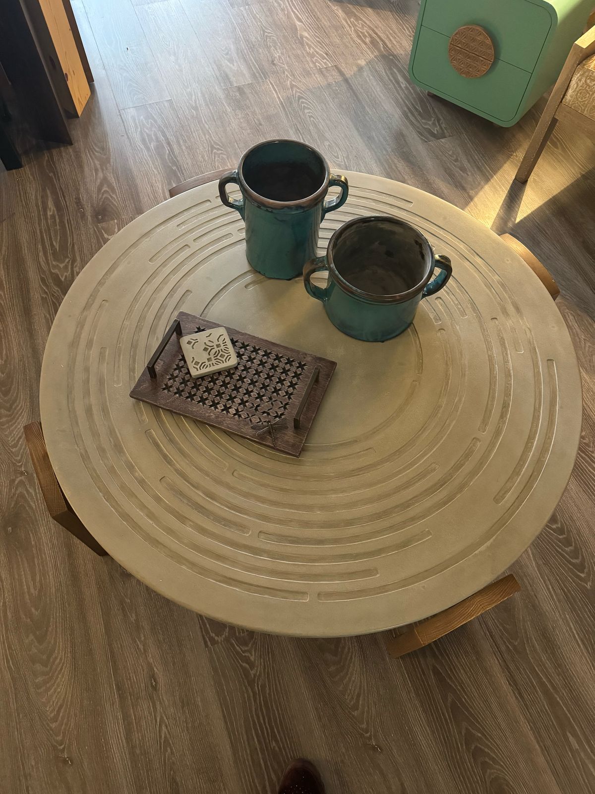 ASMNT X HIDS Round Coffee Table- Patterned Concrete