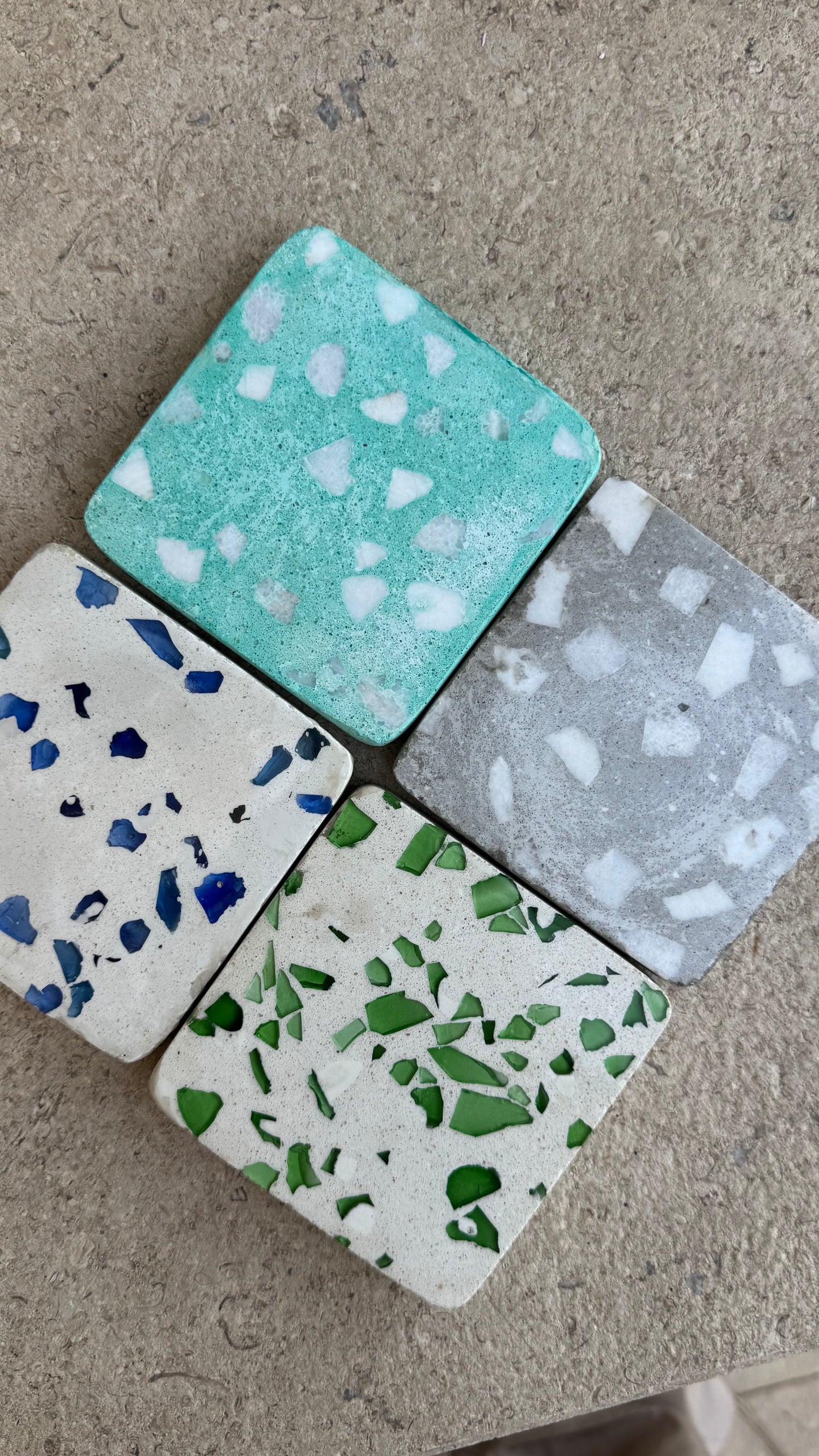 Coasters white/blue Terrazzo