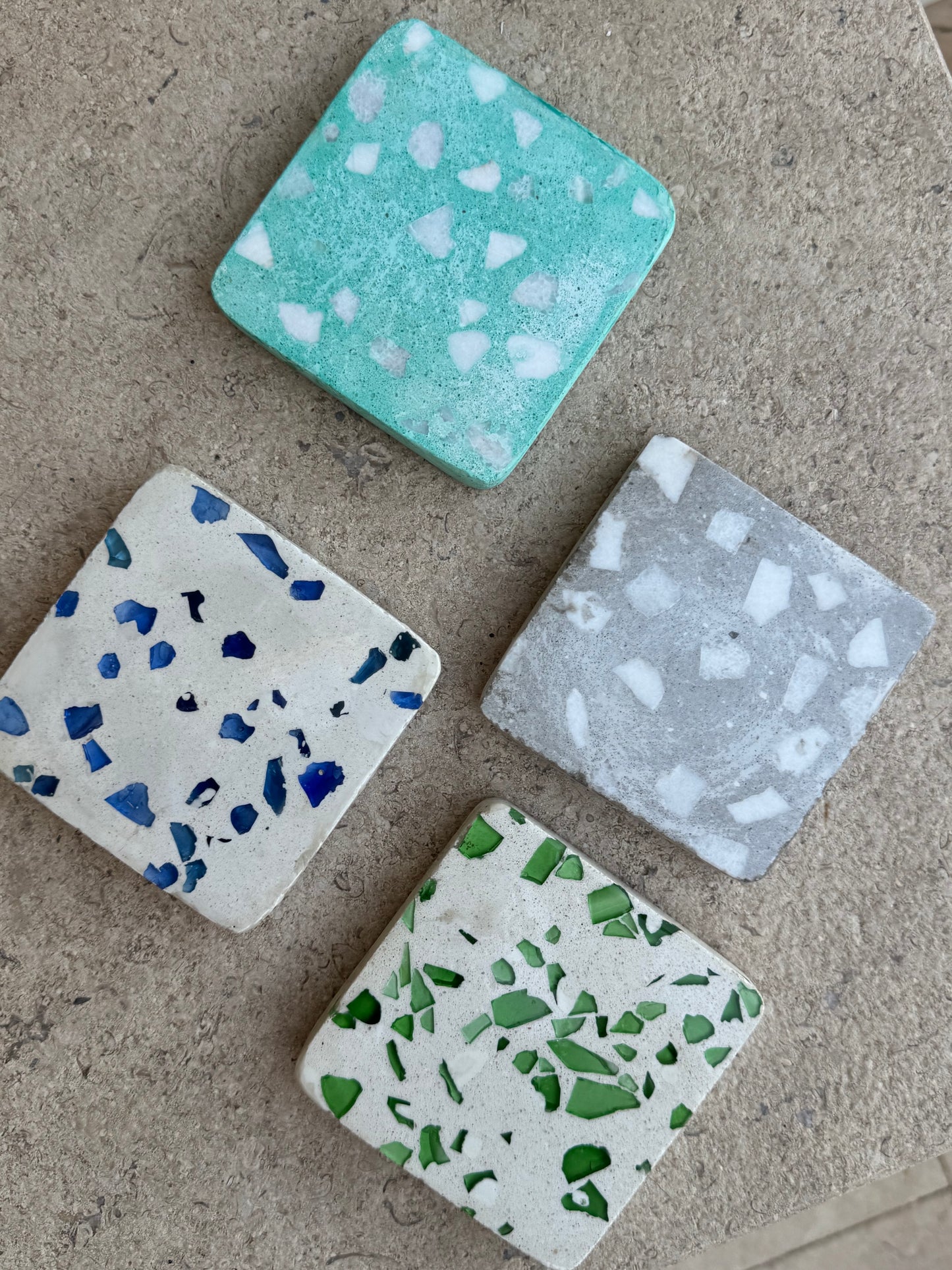 Coasters white/blue Terrazzo