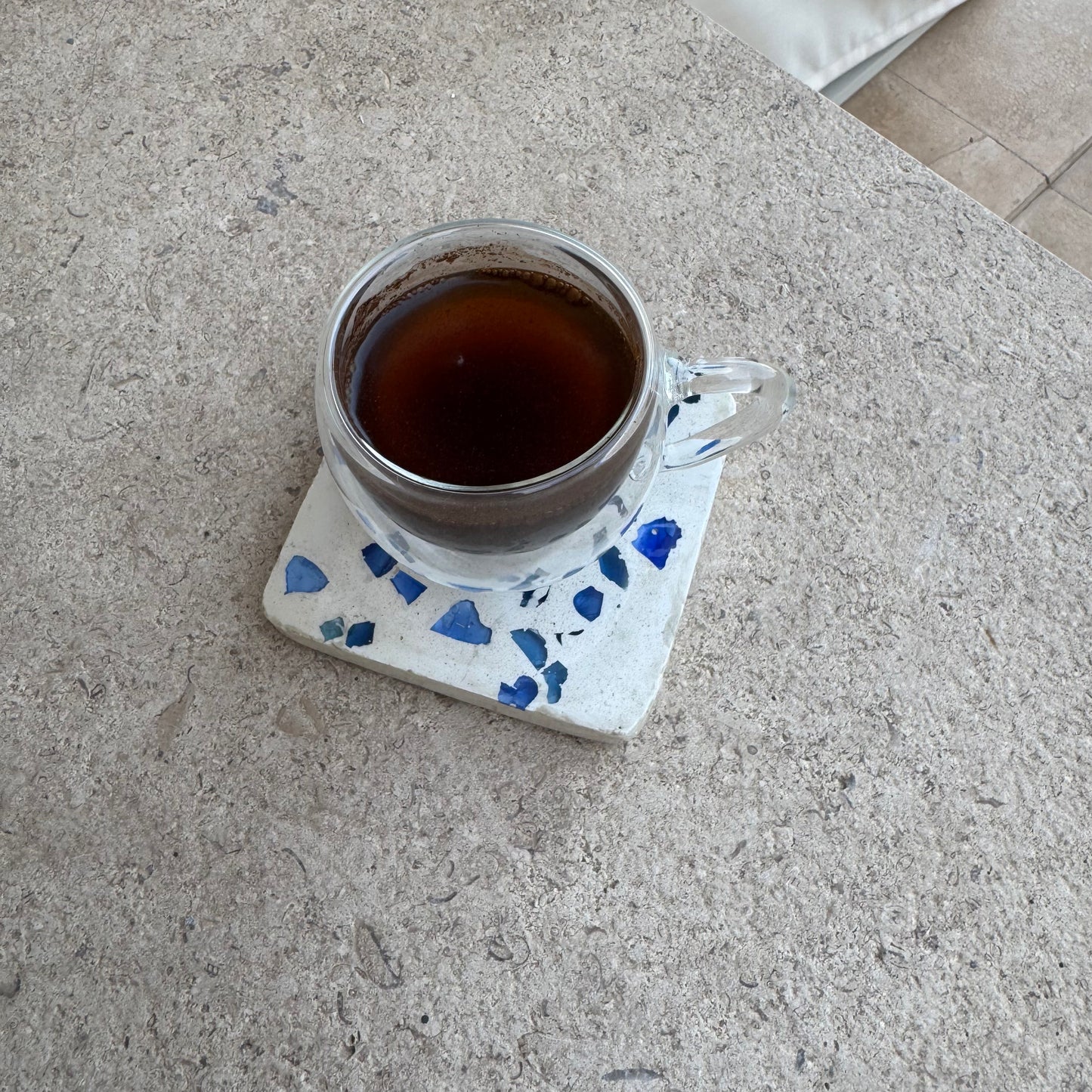 Coasters white/blue Terrazzo