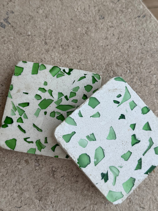 Coasters White/Green Terrazzo