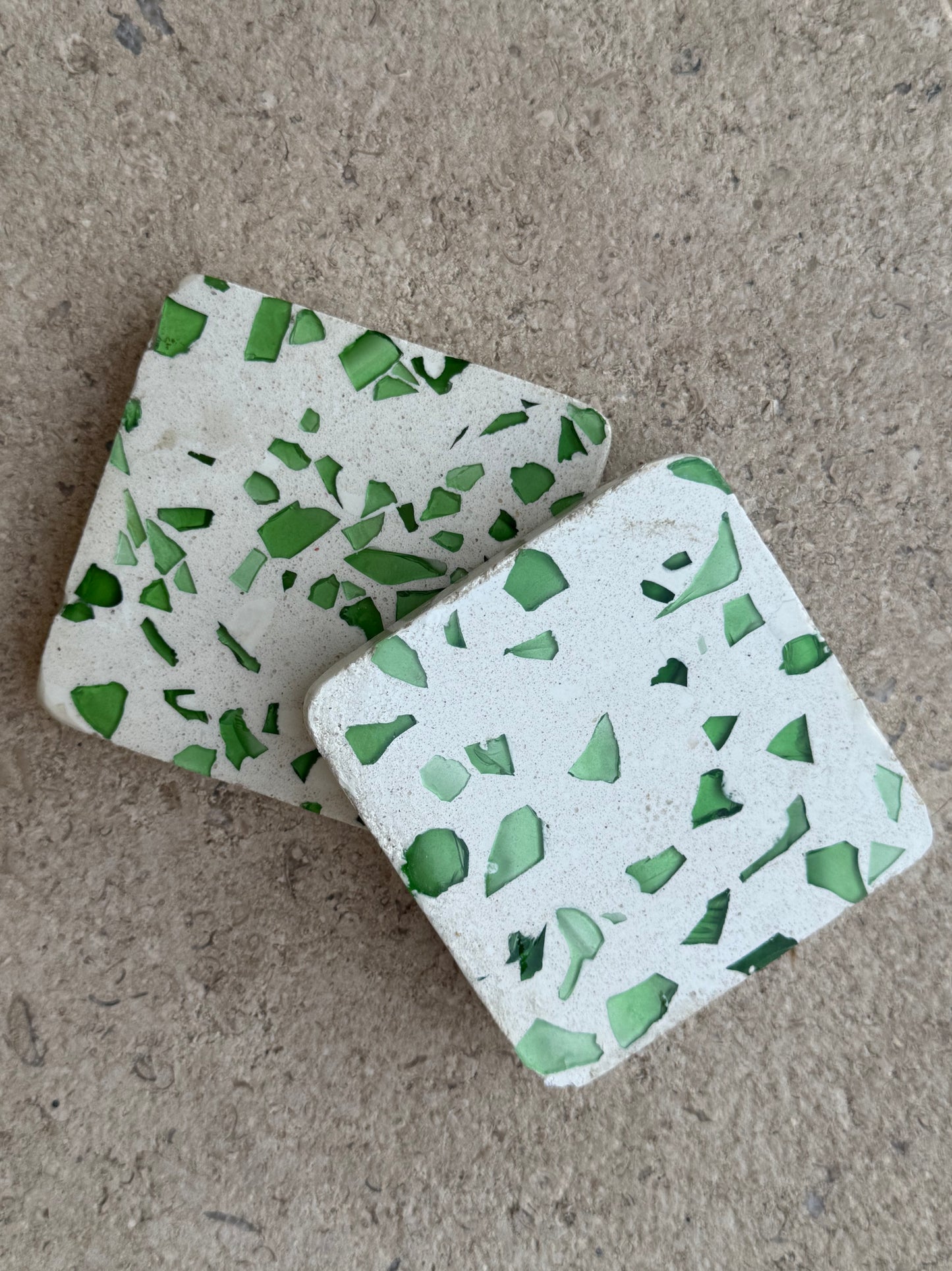 Coasters White/Green Terrazzo